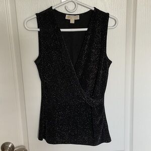 Michael Kors Black Glitter Sleeveless Blouse